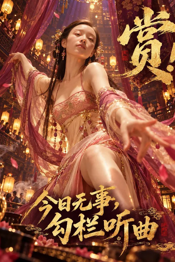 古装侠客与仙女群像短剧竖版海报